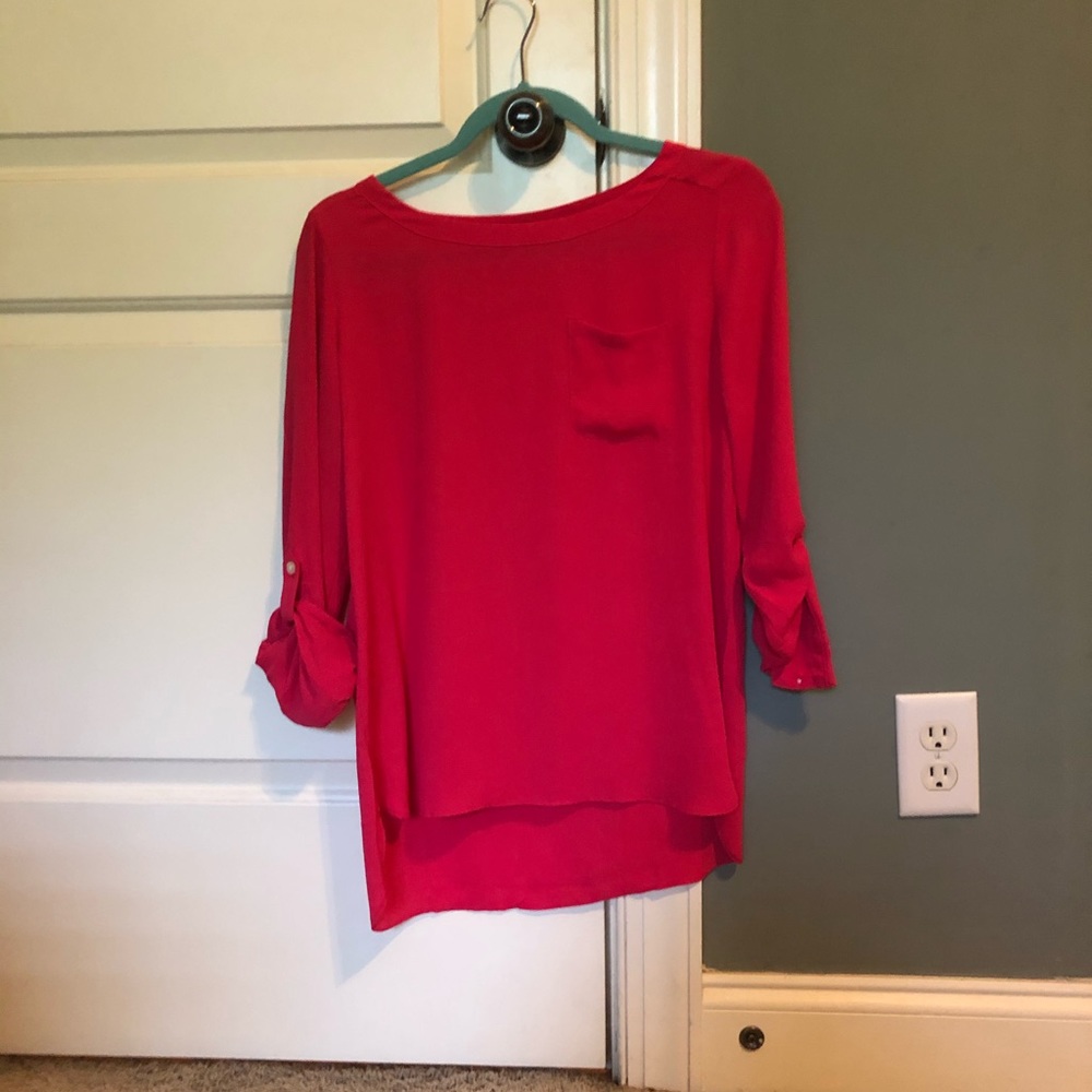 Loft Hot Pink long sleeve blouse